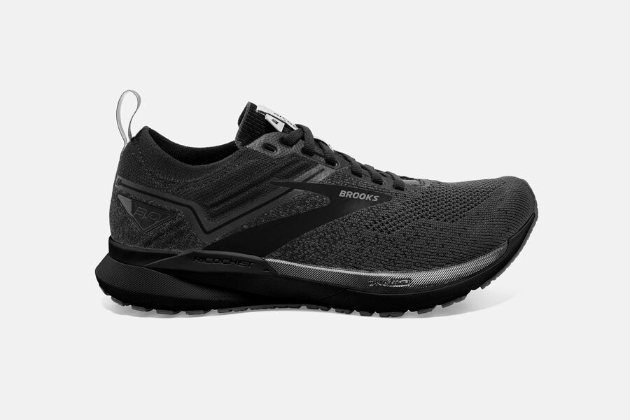 Mens Brooks Ricochet 3 Road Shoes Ebony/Blackened Pearl/Black | 539401-IUX